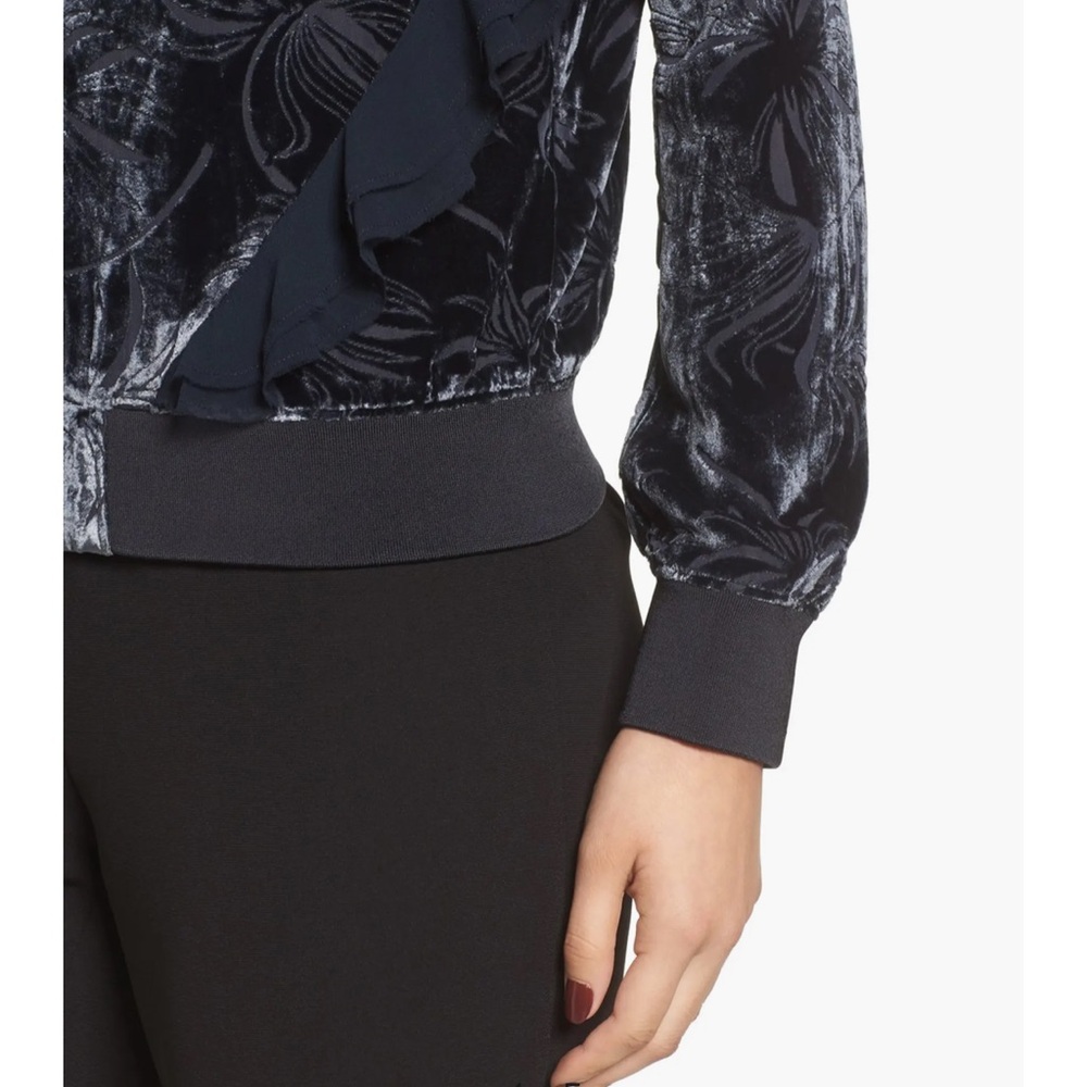 Olivia Palermo + Chelsea28 Velvet Burnout Bomber Jacket Size Small - Picture 5 of 15